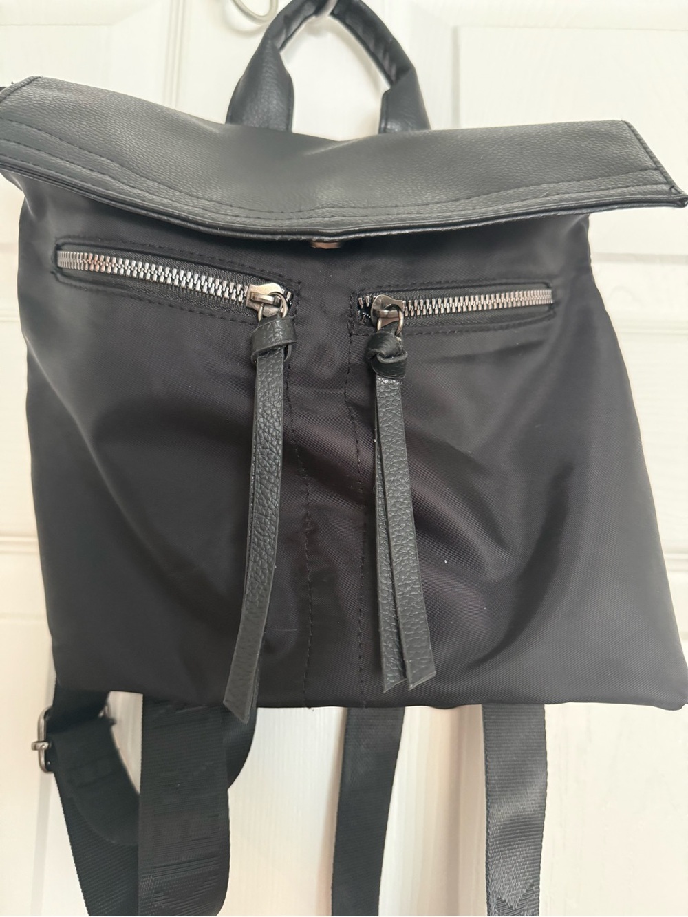 Botkier Black Nylon Backpack with Front Zip Pockets